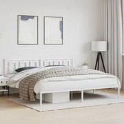 vidaXL Πλαίσιο Κρεβατιού με Κεφαλάρι Λευκό 193 x 203 εκ. Μεταλλικό