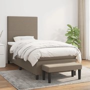 Κρεβάτι Boxspring με Στρώμα Taupe 90x200 εκ. Υφασμάτινο