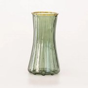 Eurolamp Γυάλινο Βάζο Με Ανάγλυφες Γραμμές 10.3x12.4x24cm Πράσινο 600-45484