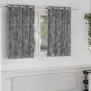 vidaXL Κουρτίνα με κουρτίνες 2 pcs Γκρι 140 x 140 cm Βελούδο