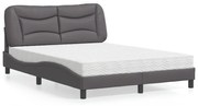 vidaXL Κρεβάτι με Στρώμα Γκρι 120x200 εκ. από Συνθετικό Δέρμα