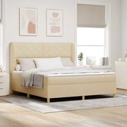 κρεβάτι Box Spring vidaXL με στρώμα κρεμ 180x200 εκ. ύφασμα