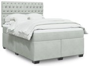 vidaXL Κρεβάτι Boxspring με Στρώμα Ανοιχτό Γκρι 140x200 εκ. Βελούδινο