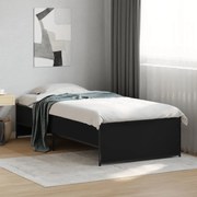 vidaXL Πλαίσιο Κρεβατιού Μαύρο 75 x 190 εκ. Επεξ. Ξύλο &amp; Μέταλλο