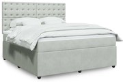 vidaXL Κρεβάτι Boxspring με Στρώμα Ανοιχτό Γκρι 180x200 εκ. Βελούδινο