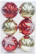 Σετ 6 τεμ. Χριστουγεννιάτικες Μπάλες Κόκκινες & Χρυσές με Γκλίτερ 8cm 236222