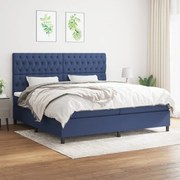 vidaXL Κρεβάτι Boxspring με Στρώμα Μπλε 200x200 εκ. Υφασμάτινο