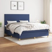 Κρεβάτι Boxspring με Στρώμα Μπλε 180x200 εκ. Υφασμάτινο - Μπλε