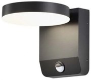 Απλίκα Φωτιστικό Τοίχου 17W IP65 στρογγυλή 3000K Θερμό λευκό μαύρο και ανιχνευτή 2956 VTAC-2956-Μαύρο 2956