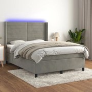 ΚΡΕΒΑΤΙ BOXSPRING ΜΕ ΣΤΡΩΜΑ &amp; LED ΑΝ.ΓΚΡΙ 140X200 ΕΚ. ΒΕΛΟΥΔΙΝΟ 3139625