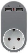 ΑΝΤΑΠΤΟΡΑΣ ΣΟΥΚΟ ΜΕ 2 USB ΓΚΡΙ ΜΕ ΠΡΟΣΤΑΣΙΑ ΕΠΑΦΩΝ Eurolamp 147-09010