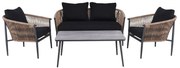 WOODWELL Ε6874,1GASBA Set Σαλόνι Κήπου 4τεμ, Alu Ανθρακί, Rope Wicker Φυσικό, Μαξιλάρια Σκούρο Γκρι 2 Πολυθρ+1 Καναπ+1 Τραπεζάκι Ε6874,1