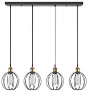 SE21-BR-10-4BL-GR2 MAGNUM Bronze Metal Pendant Black Metal Grid with Black Fabric Cable+