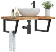 vidaXL Ράφι Νιπτήρα Τοίχου από Ατσάλι / Μασίφ Ξύλο Ακακίας