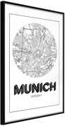 Αφίσα - City Map: Munich (Round) - 40x60 - Μαύρο - Χωρίς πασπαρτού