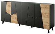 Μπουφές Etna 162588359 201x42x83cm Black-Natural Πλαστικό,Μοριοσανίδα