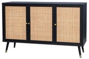 VIENNA ΜΠΟΥΦΕΣ ΜΑΥΡΟ ΜΕ RATTAN 120x39xH75,5cm