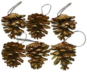 Xmasfest Κουκουνάρια Κρεμαστά 6Τμχ Φ4cm Χρυσαφί 93-1915