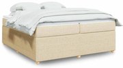 vidaXL Κρεβάτι Boxspring με Στρώμα Κρεμ 200x200 εκ. Υφασμάτινο