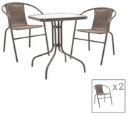 Tραπεζαρία Obbi-Watson σετ 3τεμ καφέ μέταλλο-pe rattan 60x60x70εκ 60x60x70 εκ.