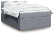 vidaXL Κρεβάτι Boxspring με Στρώμα Ανοιχτό Γκρι 140x190 εκ. Υφασμάτινο