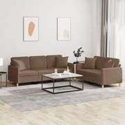vidaXL Πολυθρόνες Σετ 2 Τεμαχίων Καφέ από Ύφασμα με Μαξιλάρια