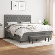 vidaXL Κρεβάτι Boxspring με Στρώμα Σκούρο Γκρι 180x200 εκ Υφασμάτιν