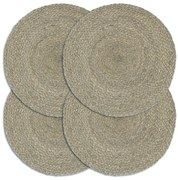 vidaXL Σουπλά Στρογγυλά Απλά 4 τεμ. Γκρι 38 εκ. από Γιούτα