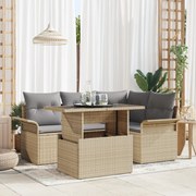 vidaXL Σετ Καναπέ 5 Τεμαχίων με Μαξιλάρια Μπεζ Πολυ Ρατάν