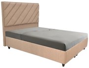 Tito double bed with storage space boucle fabric in light brown shade 160x200cm 165x140x208 εκ.