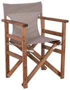 WOODWELL Ε7770,Υ1Σκηνοθέτη Πολυθρόνα Οξιά, Βαφή Εμποτισμού Καρυδί, Textilene Sand Beige, Πτυσσόμενη 60x51x85cm Ε7770,Υ1
