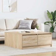 vidaXL Τραπεζάκι σαλονιού με συρτάρια Sonoma Δρυς 100x100x40 εκ.