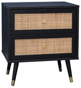 VIENNA ΚΟΜΟΔΙΝΟ ΜΑΥΡΟ ΜΕ RATTAN 50x39xH54,8cm - 09-1458