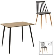 Intrahome Τραπεζαρία Aurora-Cuba Intrahome σετ 3τεμ pp-mdf σε μαύρη-sonoma απόχρωση 70x70x75εκ | SKU: INTRAPA-311112126