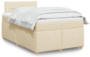 vidaXL Κρεβάτι Boxspring με Στρώμα Κρεμ 120x190 εκ. Υφασμάτινο