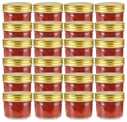 vidaXL Βάζα Μαρμελάδας 24 τεμ. 110 ml Γυάλινα με Χρυσά Καπάκια