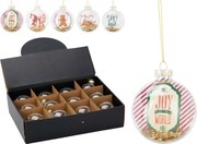 JK Home Décor - Μπάλα Χριστουγέννων Joy από Γυαλί 8cm 6Σχδ