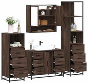 vidaXL Σετ Επίπλων Μπάνιου 4 Τεμαχίων Καφέ Δρυς από Επεξεργασμένο Ξύλο