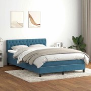 vidaXL Κρεβάτι Boxspring με Στρώμα Σκούρο Μπλε 160x210 εκ. Βελούδινο