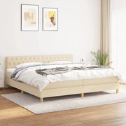 Κρεβάτι Boxspring με Στρώμα Κρεμ 200x200 εκ. Υφασμάτινο