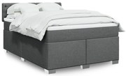 vidaXL Κρεβάτι Boxspring με Στρώμα Σκούρο Γκρι 140x200 εκ Υφασμάτινο