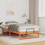vidaXL Κρεβάτι με λαβές μεταφοράς Καφέ 90 x 200 εκ. Μασίφ ξύλο πεύκου
