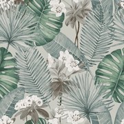 Ταπετσαρία Τοίχου Tropical Flowers Γκρι Πράσινο M37809 53 cm x 10.05 m