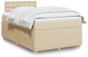 vidaXL Κρεβάτι Boxspring με Στρώμα Κρεμ 120x190 εκ. Υφασμάτινο