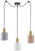 SE21-GM-4-BL3-SH12 ADEPT FLEX Gold Matt Pendant White, Grey, Brown Fabric Shade+ HOMELIGHTING 77-8949