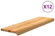 vidaXL Πατάκια Σκάλας 12 τεμ. Ανοιχτό Καφέ 90x25x2 cm Ξύλο Δρυός