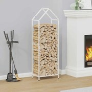Ράφι για καυσόξυλα Λευκό 40x25x120 cm Ατσάλι ψυχρής έλασης 864300