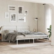 vidaXL Πλαίσιο Κρεβατιού με Κεφαλάρι Λευκό 200 x 200 εκ. Μεταλλικό