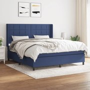 Κρεβάτι Boxspring με Στρώμα Μπλε 160x200 εκ. Υφασμάτινο