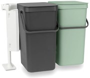 Brabantia 1005518 Κάδος Απορριμμάτων Sort&amp;Go 2x16L, Dark Grey &amp; Jade Green